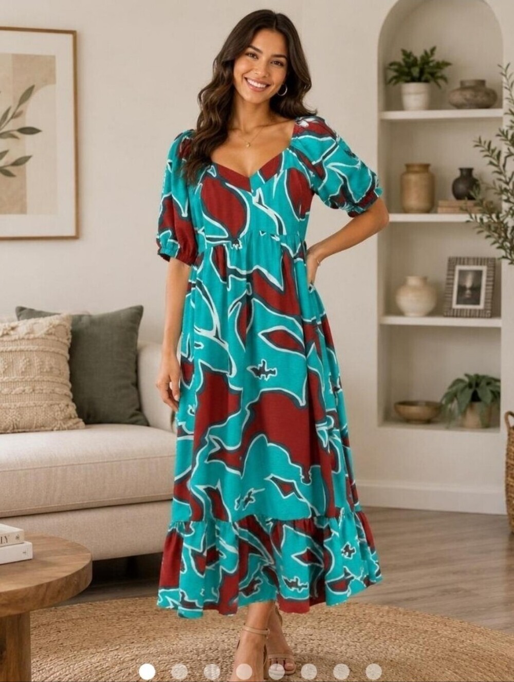 Nine West Teal Tropical Sundress XL